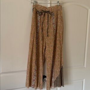 POL Floral Patchwork Wide-Leg Pants